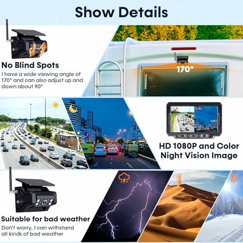 1080P HD Wireless Backup Camera - 1 Minute Magnetic Easy Install No Wiring - size: 7" Backup Camera for Truck