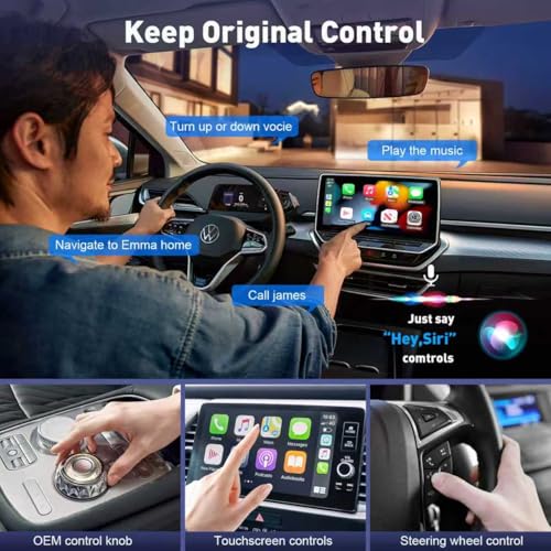 UANTIN Wireless CarPlay Adapter for Apple iPhone iOS 10+ & Cars from 2015+, Mini Edition, Converts Factory Wired to Wireless CarPlay Dongle Plug & Play, USB A/C
