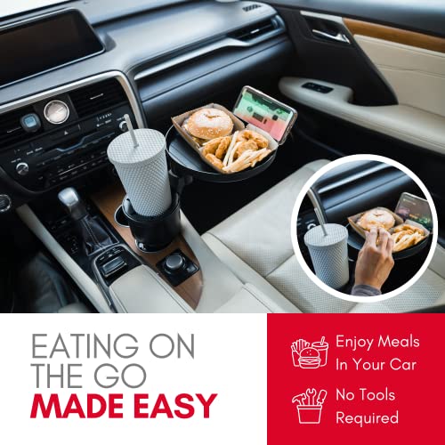 Macally Car Cup Holder Tray and Cup Holder Expander with Phone Slot - Enjoy Your Meal - 9" Car Food Tray Table and Drink Holder for Yeti, Hydroflask, etc. - size: Pro