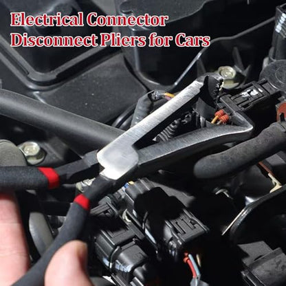 Electrical Disconnect Pliers, Electrical Connector Separator Tool, 8 inch Automotive Electrical Disconnect Pliers for Cars, Locking Push Tab Plugs - style: Straight+Separator