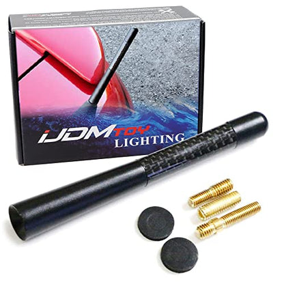 iJDMTOY Universal Fit 5-Inch 13mm Glossy Black Real Carbon Fiber Short Aluminum Antenna Topper Compatible with Car SUV Truck