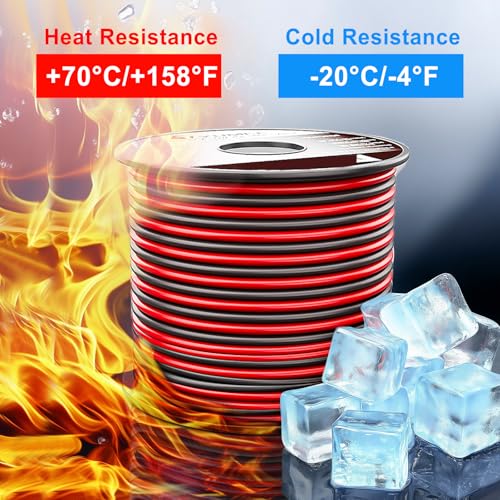 TYUMEN 18 Gauge Wire 100FT, 18/2 AWG Red Black Hookup Electrical Wire LED Strips Extension Cord 12V/24V DC Cable, 18AWG 2 Conductors Flexible Wire for LED Ribbon Lamp Tape Lighting - size: 100 Feet