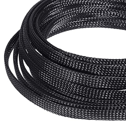 Boao 50ft PET Expandable Braided Cable Sleeve, Wire Loom Braid Sleeving with 127 Pieces Shrink Tube for Audio Video and Other Home Device Cable Automotive Wire(1 Inch, 1/4 Inch, 1/2 Inch,Black) - color: Black, size: 1 Inch, 1/4 Inch, 1/2 Inch