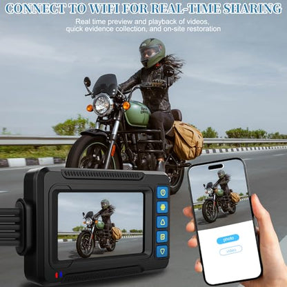 OBEST Motorcycle Camera Dash Cam MT83A 1080P+1080P Dual AHD Front Rear,Bike Dashcam with 3'' IPS Screen,GC2083 Sensor Parking Mode Waterproof Loop Recording Bike Cycle Driving Recorder
