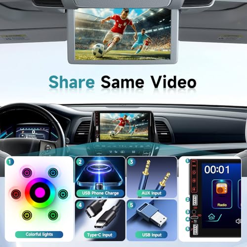 Single DIN Touch Screen Car Stereo with Wireless Carplay and Android Auto Mirror Link, Driauto 7 Inch 1 DIN Car Radio with Bluetooth FM EQ Steering Wheel Control Backup Cam Online Video USB AUX Type-C