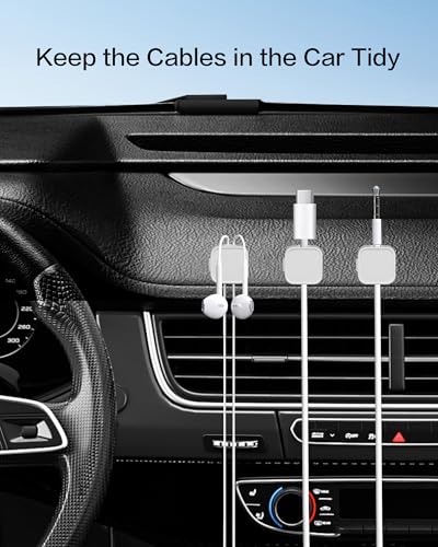 10 Pack Desk Cable Strong Adhesive Management Clips，Organize Phone Charging Magnetic Cable wire Holder, easy to open, for Desk, Wall, Office, Car,Nightstand(White) - color: White