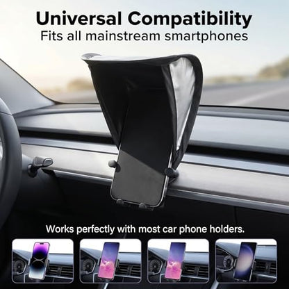 Car Cell Phone Sun Shade, Reflective Anti-glare & Heat Shield for Most Smartphones, Vertical Foldable Dashboard Navigation Holder Umbrella, Portable Protection Cover for Most Cars (Black)
