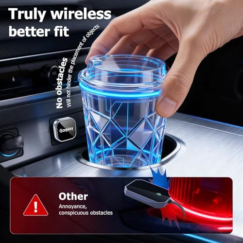 Wireless CarPlay Adapter for iPhone, Converts Wired CarPlay to Wireless, Plug & Play Carplay Wireless Adapter with Fast Auto Connect, Stable Low Latency Connection, Compact Design with iOS 10+ - size: Small