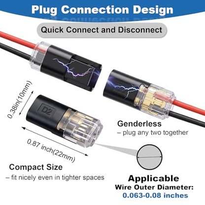 100PCS Double Wire Plug in Connector Quick Wire Connectors