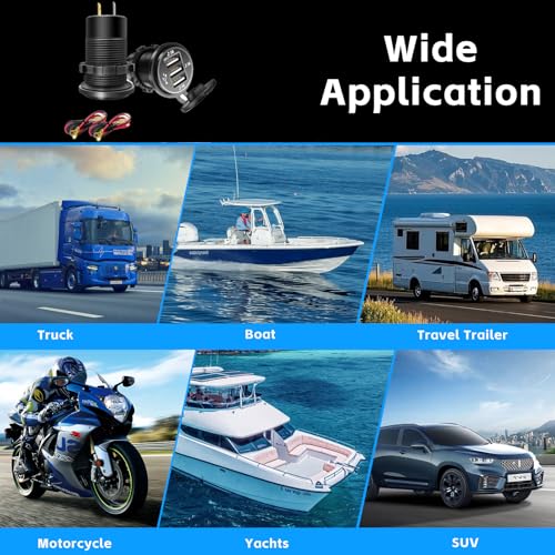 12V USB Outlet, 3 Port Car Charger Socket for Boat Marine RV Truck Golf - color: 1-Pack