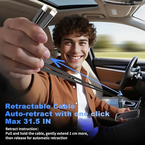 84W Retractable Car Charger, 4-in-1 Car Charger Adapter USB C Fast Charge - size: 1 Pack