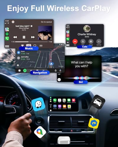 Wireless CarPlay Adapter for Apple iPhone, Convert Wired CarPlay to Wireless, Mini Size with USB-A to USB-C Adapter, Stable Control & No Delay Latency (White) - color: White