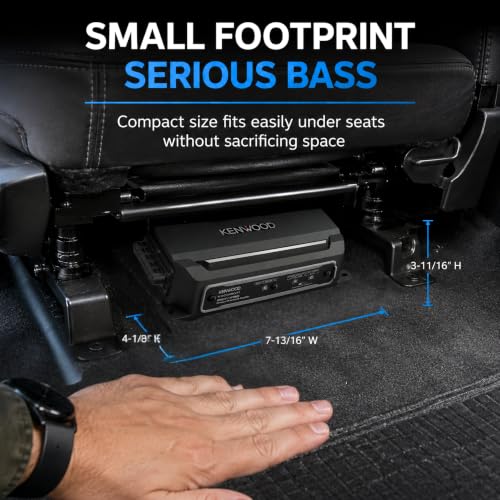 KENWOOD KAC-M5001 Compact Car/Marine Monoblock Class D Amplifier, 600W, IP67/IP66 Waterproof & Dustproof Subwoofer Amp, Speaker Level Input, Signal Sensing Turn-On, Wired Level Control