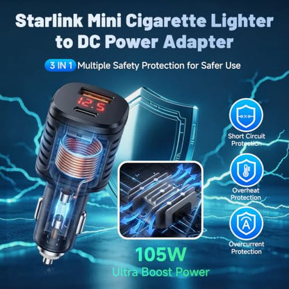 Starlink Mini Car Adapter,6.56FT3in1 Ultra Stable Starlink Mini Car Charger - color: 6.56FT/2M