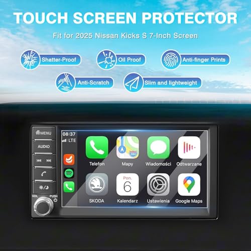 Karltys [Upgrade 2025 2026 Nissan Kicks S 7-Inch Screen Protector [No Glare & Fingerprint] for Touchscreen Tempered Glass Accessories Navigation Protective Film - size: 7"Nissan Kicks S 2025 2026