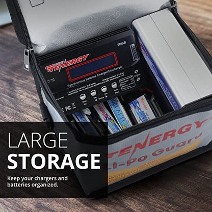 Tenergy Fire Retardant Lipo Zipper Bag for Charging and Storing Lipo Battery Packs, 8.5 x 6.5 x 5.7inch (Pack of 2) - size: 1x Large 8.5x6.5x5.7in (Pack of 2)