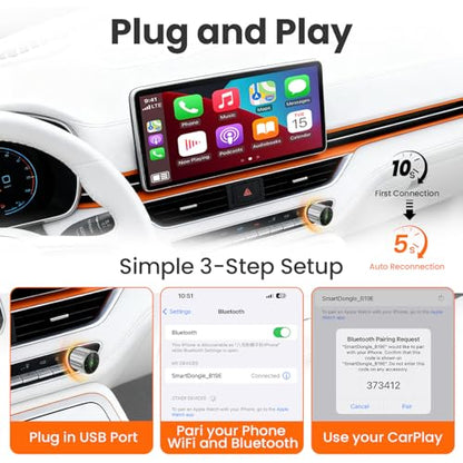 Wireless CarPlay Adapter for iPhone - Plug and Play, Converts Wired to Wireless, Stable Connection Without Delay, Compatible with iOS 10+ & 800+ Car Models, Not for Android 2025 (Silver) - color: silver