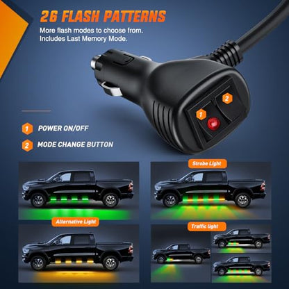Nilight 2PCS 70 Inch Running Board LED Lights Strip Amber Green for Truck - color: Amber Green