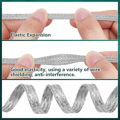 OLYCRAFT Tinned Copper Cable Sleeve Metal Braid Shielding Sleeve Tinned Copper Wire Shielding Sleeving Flexible Metal Ground Straps Expandable Cable Wire Sheathing for Protect Wiring (1/4 Inch-19.7ft) - size: 1/4 Inch