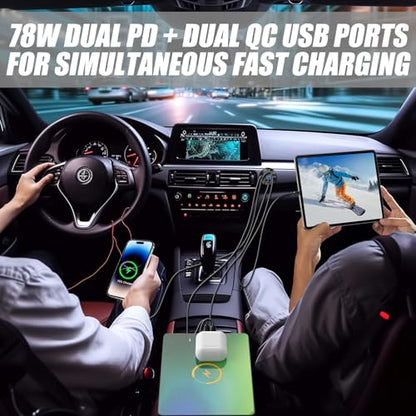 12V USB Charger with 4 Ports, Quick Charge 3.0 Ports 12V USB Outlet with Switch for Marine, Boat, Motorcycle, RV, Golf Cart (Pack of one)