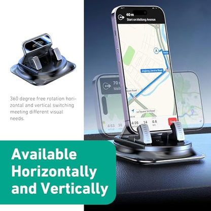 Car Dashboard Phone Holder, Omni-directional Rotatable Cell Phone Holder, Self-Adhesive Dash Phone Mount, Universal Cars Accessories for Navigation (Black)
