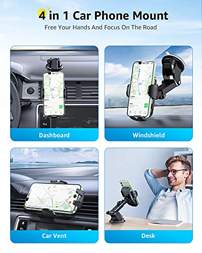 [2025 Stable Nano Suction Cup Phone Mount for Car Universal Hands-Free Suction Cell Phone Holder for Car Dashboard Air Vent Car Phone Holder Mount for Samsung iPhone 16 15 14 Plus Pro Max - size: Dash+Vent+Windshield