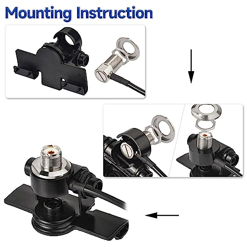 Bingfu Vehicle Mobile Ham Radio Antenna VHF UHF 136-174MHz 400-470MHz - color: Lip Mount Antenna Kit 29.5inch