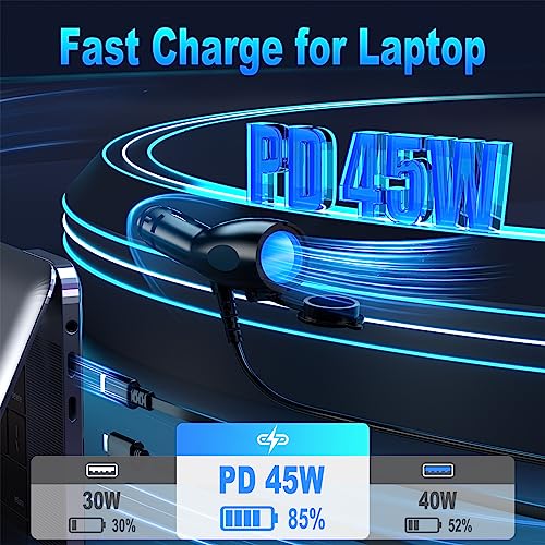 Multi Car Retractable Backseat Car Charger 5 in 1 Car Charging Station Box for iPhone/Samsung, 60W Cigarette Lighter Adapter Uber Taxi Lyft Turo Share Ride Customer Charging Dock Attach to Headrest