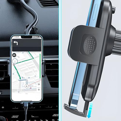 Zpana Car Phone Holder, Long Arm 360° Rotation Vehicle Cell Phone Mount with Suction Cup, Anti-Shake Automotive Dashboard Windshield Smartphone Holder, Universal for SUV RV Truck (Black) - color: Black