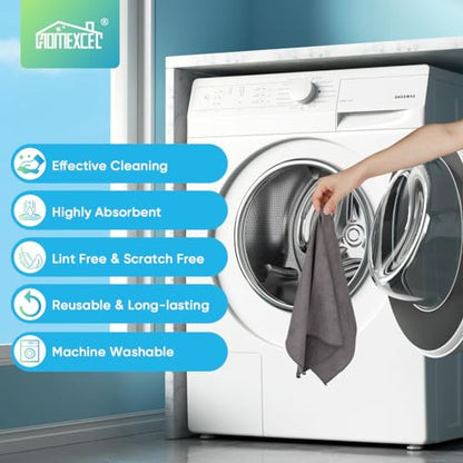 HOMEXCEL Grey Microfiber Cleaning Cloth, 24 Pack Cleaning Towels for Kitchen, Lint Free, Scratch-Free, Highly Absorbent, and Reusable Cleaning Rags for House, Window and Glass, Cars, 11.5 X11.5 inch - color: Grey