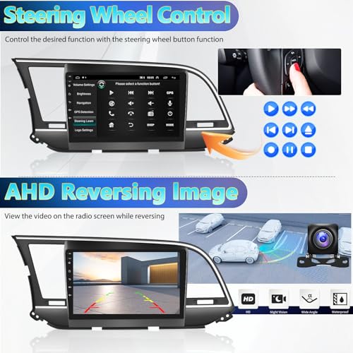 [2+64G] Android 15 Car Radio Stereo for Hyundai Elantra 2016-2018, 9 Inch Touch Screen IPS Car Radio with Wireless Carplay&Android Auto,GPS,WiFi,Bluetooth,FM/RDS,SWC, AUX-in,EQ,WiFi+Free Backup Camera - color: For Hyundai Elantra 2016-2018