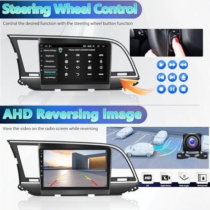 [2+64G] Android 15 Car Radio Stereo for Hyundai Elantra 2016-2018, 9 Inch Touch Screen IPS Car Radio with Wireless Carplay&Android Auto,GPS,WiFi,Bluetooth,FM/RDS,SWC, AUX-in,EQ,WiFi+Free Backup Camera - color: For Hyundai Elantra 2016-2018