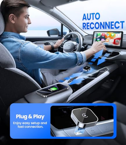 Teeran Wireless CarPlay Adapter for iPhone (2026 Upgraded), Mini Plug & Play for Cars with Factory Wired Apple CarPlay, Fast & Stable Connection, Easy Setup, Wide Vehicle Compatibility USB & USB C