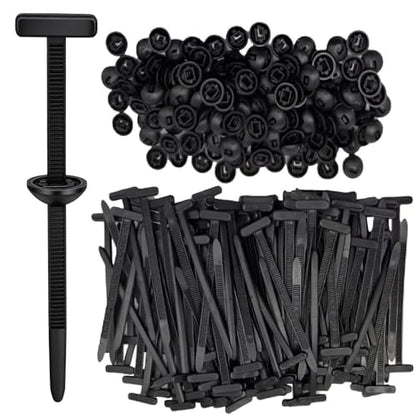 Nylon Universal Cable Tie Buckle T-Shaped,Plastic Rivets Self-Locking Nylon Zip Ties Holder for Car Daily Repair Bumper Clips, Repairing Car Fenders Trunk Bumpers Automotive