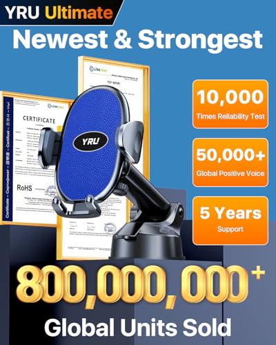 YRU Upgraded Universal Car Phone Holder Mount【360°Rotatable & Strong Suction】 Cell Phone Car Dashboard Windshield Phone Holder Dash Vent Stand for iPhone 17 16 Pro Max Samsung Truck, Star Blue - color: Star Blue