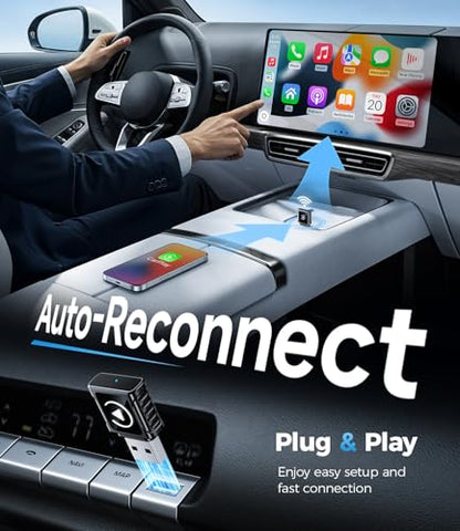 JDG Wireless CarPlay Adapter, Converts Wired CarPlay to Wireless, for Cars with Built-in Wired Apple Carplay, Super Mini USB Design Car Play Adapter for iPhone, (Black)