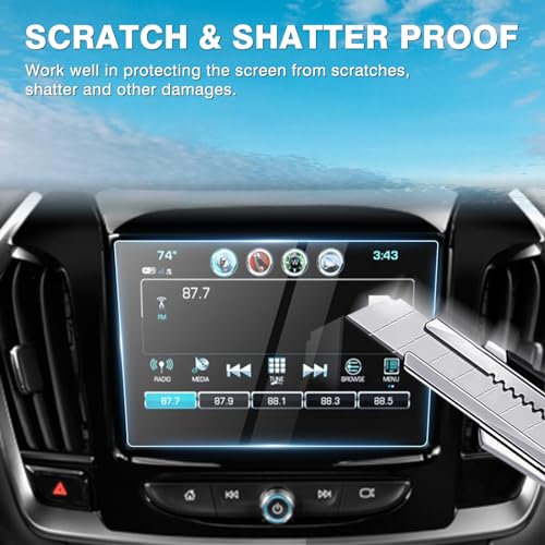 Karltys [Upgrade 2 Pack Screen Protector for Chevrolet Traverse 2018-2023 8-inch [No Glare & Fingerprint] Tempered Glass Chevy Traverse (LT Cloth/LT Leather/RS/Premier/High Country) Accessories - size: 8 inch 2018-2023 Chevy Traverse