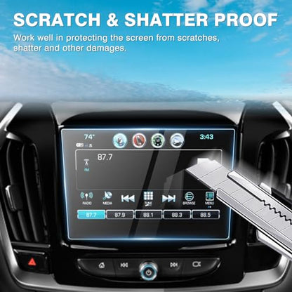 Karltys [Upgrade 2 Pack Screen Protector for Chevrolet Traverse 2018-2023 8-inch [No Glare & Fingerprint] Tempered Glass Chevy Traverse (LT Cloth/LT Leather/RS/Premier/High Country) Accessories - size: 8 inch 2018-2023 Chevy Traverse