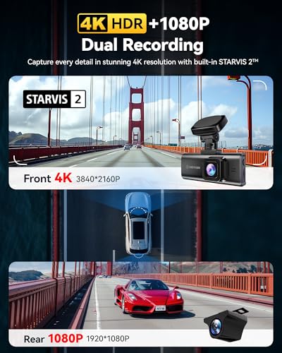REDTIGER F7N Elite 4K HDR Dash Cam, STARVIS 2, Voice Control, 128G Card