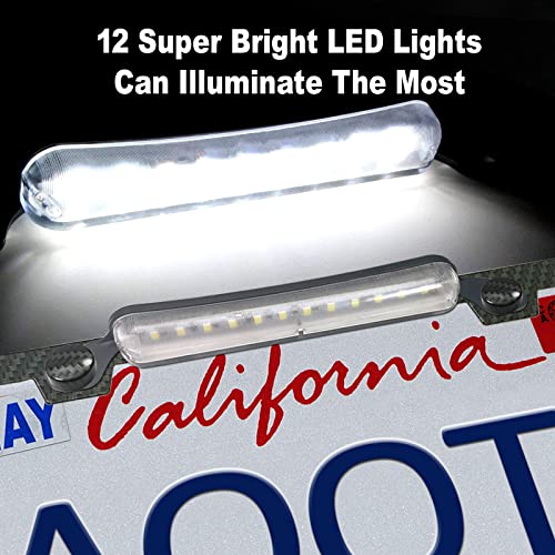 AOOTF License Plate Frame with Light Bar Assembly, Waterproof White - color: Carbon