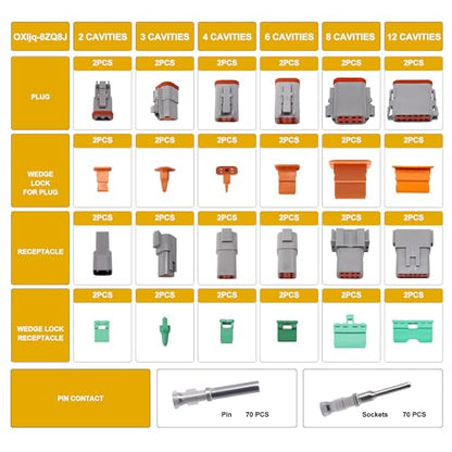 Deutsch Connector Kit, DT 2 3 4 6 8 12 Pin Deutsch DT Connectors - style: 188PCS 2/3/4/6/8/12 Pin