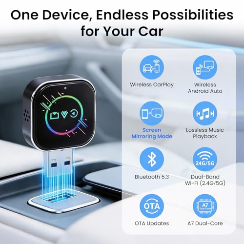 ELECROW 4 in 1 Wireless CarPlay Adapter for iPhone＆Android