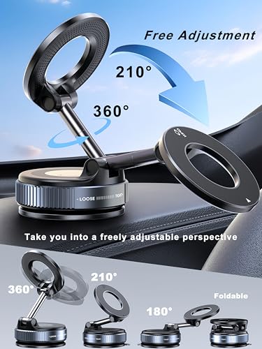 snanlen Upgraded 360° Nano Gel Vacuum Magnetic Phone Holder, 108+LBS Heavy Duty Suction Cup Phone Mount for Car Dashboard & Windshield, 3000gf MagSafe Compatible with iPhone 17/16 Pro Max White - color: White