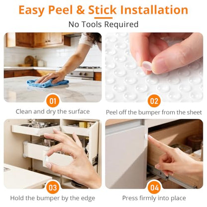CHUNZEXI 100 PCS Clear Cabinet Door Bumpers, 3/8 Inch Round Rubber Pads - size: 100 PCS ⅜"（10mmx3mm）