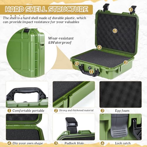 Relaxweex 8.5 x 6.5 x 3.7 Inch Hard Case, Grid Shell, Green - color: Green, size: 8.5 x 6.5 x 3.7 Inch, style: Grid Shell