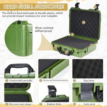 Relaxweex 8.5 x 6.5 x 3.7 Inch Hard Case, Grid Shell, Green - color: Green, size: 8.5 x 6.5 x 3.7 Inch, style: Grid Shell