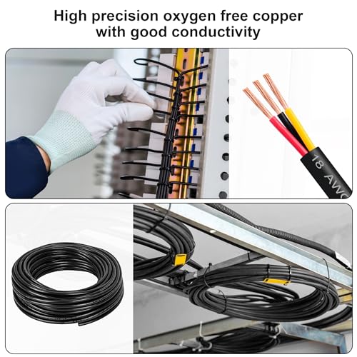 14 Gauge Wire 3 Conductor,14 AWG Electrical Wire Stranded PVC Cord Oxygen-Free Copper Cable,26FT 3 Core Pure Copper Flexible Cable Wire for LED Lamp Lighting Strips Automotive (14AWG-3C, 26FT)… - size: 26FT, style: 14AWG-3C