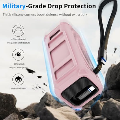 YWXTW Silicone Case for Anker Laptop Power Bank (25,000mAh/165W) - Shockproof Drop-Resistant, Built-in Cable Storage | Non-Slip Grip, Hidden Dust Plug Protective Cover for Anker Power Bank 165w - color: Light pink