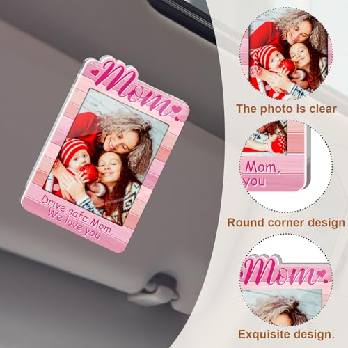 Pink Car Visor Picture Frame for Mom, Drive Safe Photo Clip - color: pink