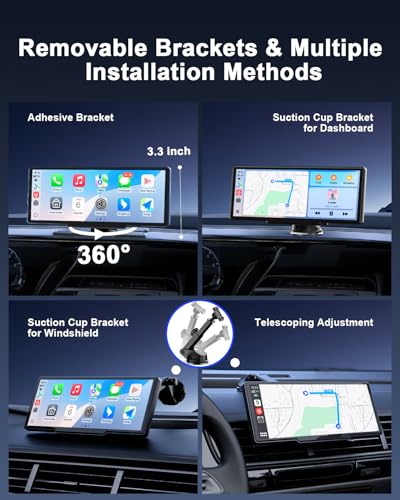 Avylet 8.1'' Wireless Apple Carplay Screen for Car, Android Auto with Backup Camera, Portable Car Stereo Touchscreen with OTA/GPS Navigation/Mirror Link/Voice Control/Bluetooth/AUX/FM/WiFi | with Backup Camera, Portable Car Stereo Touchscreen with OTA/GPS